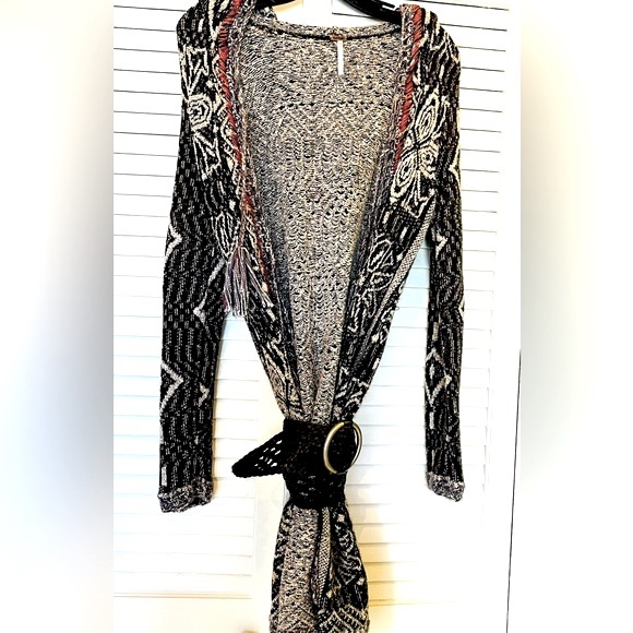 FREE PEOPLE. Women’s Hooded Knit Sweater-Long Cardigan - Picture 4 of 4